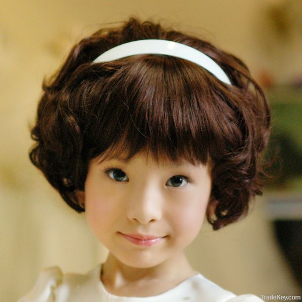 2012 New style beautiful blond hair curl fashion wavy wig for children