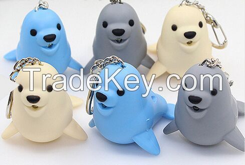 YL-k179 Dolphin shape LED keychain with sound