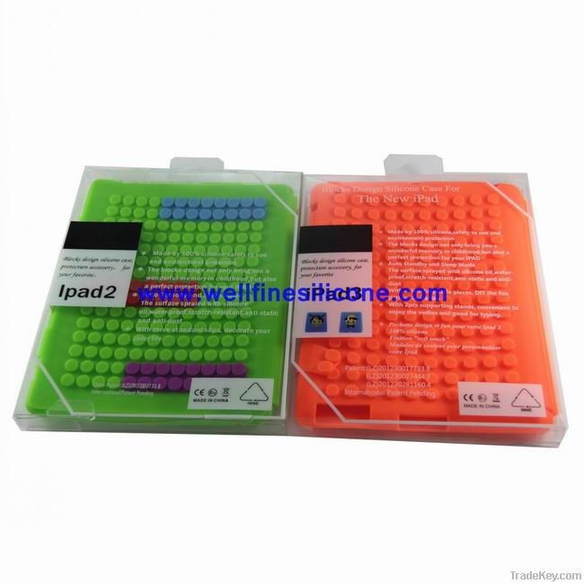 2012 Creative Building Block Silicone Case for iPad2 & New iPad