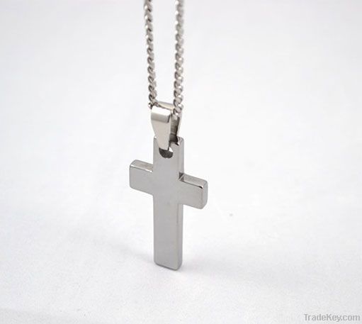 Mens Polished Charm Tungsten Carbide Cross Pendant with Necklace tungs