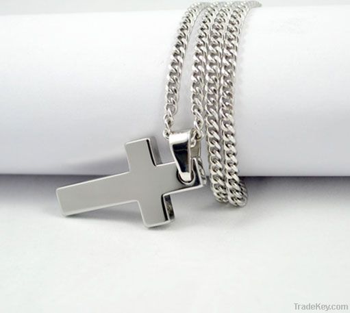 Mens Polished Charm Tungsten Carbide Cross Pendant with Necklace tungs