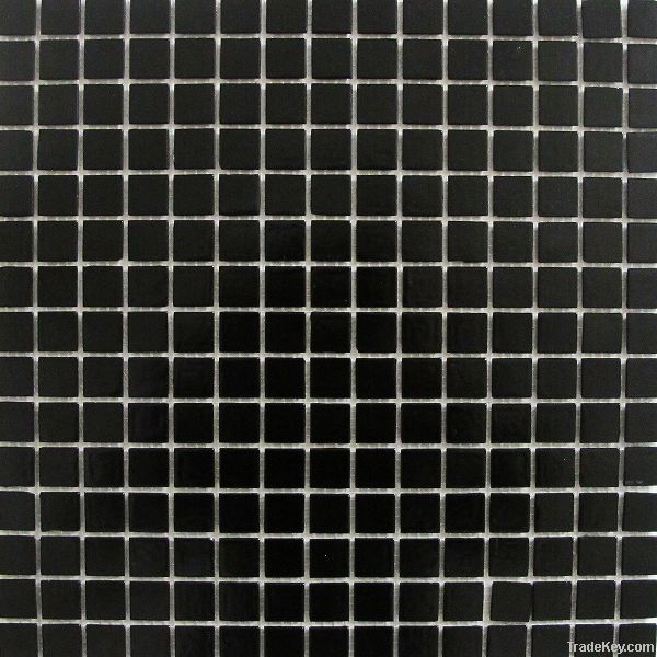 Black color glass mosaic tile