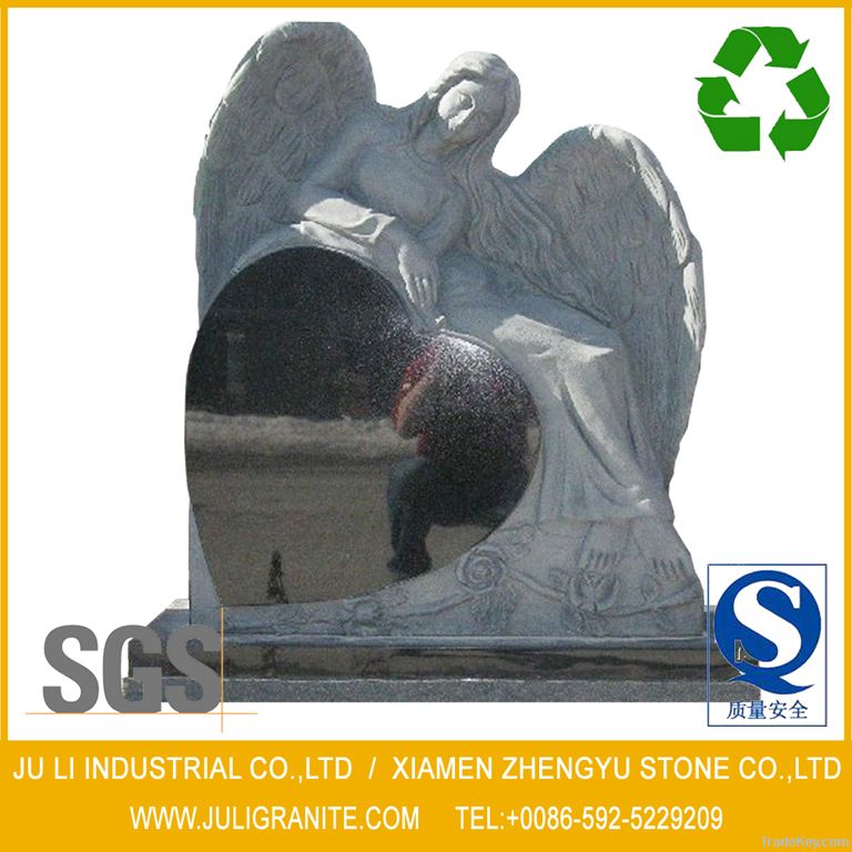 Angel Heart Shape Chinese Black Granite tombstone