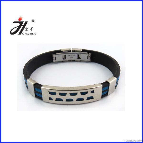 2013 Fashion Silicone Bracelet with stainless steel