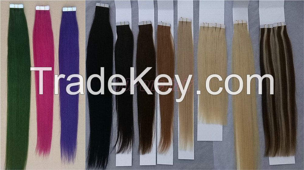 remy hair tape hair extension , skin weft tape hair extensions