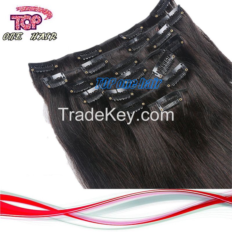 100% human hair clip in virgin hair