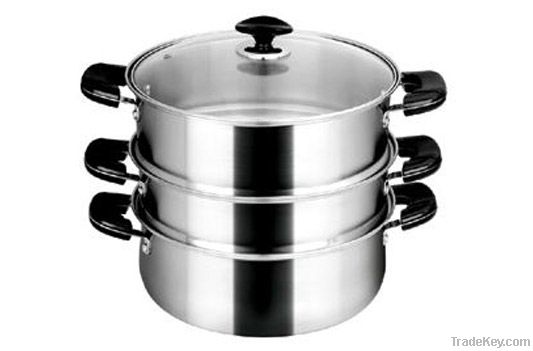 TRI-PLY S/S SAUCEPOT WITH STEAMER