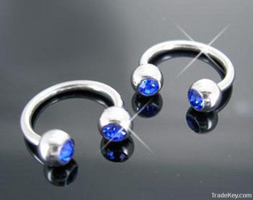 Glaring turqoise fashion crystal body jewelry eyebrow ring