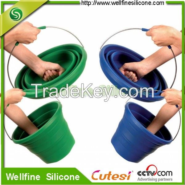 Collapsible bucket high quality silicone foldable bucket factory