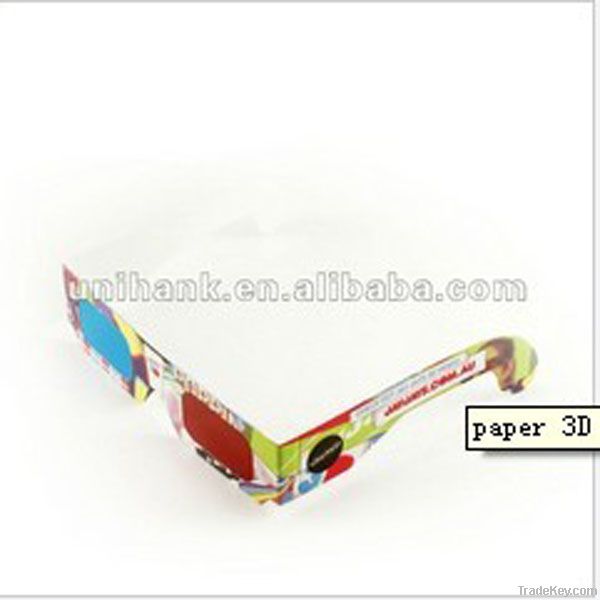 promotional hot selling paper 3D video glasses for home theater, movie,