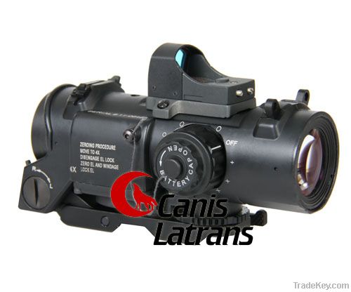 4x fixed optic scope w/ mini red dot sight