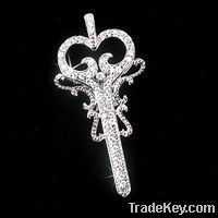 sterling silver charms pendant with CZ rhodium plating