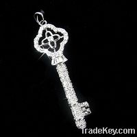 sterling silver charms pendant with CZ rhodium plating