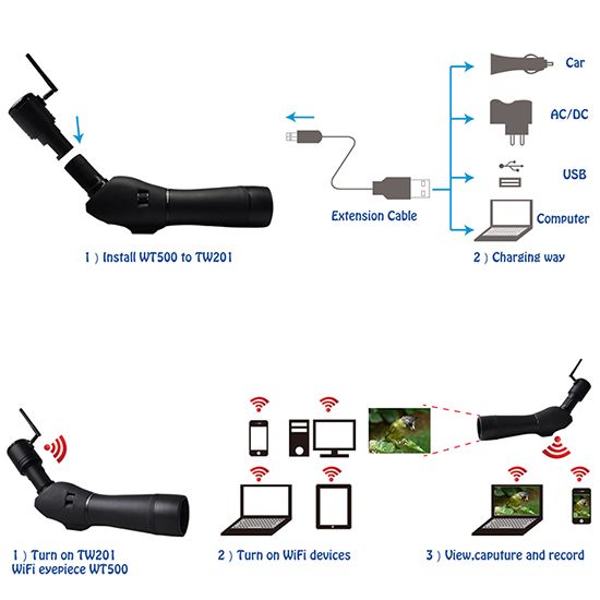 WiFi spotting scope work with iPhone/iPad/Android/PC, for security