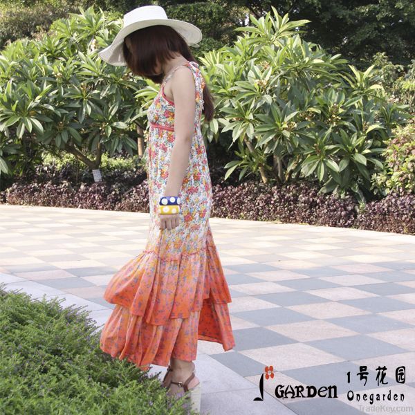 Floral garden style of Suspender skirt