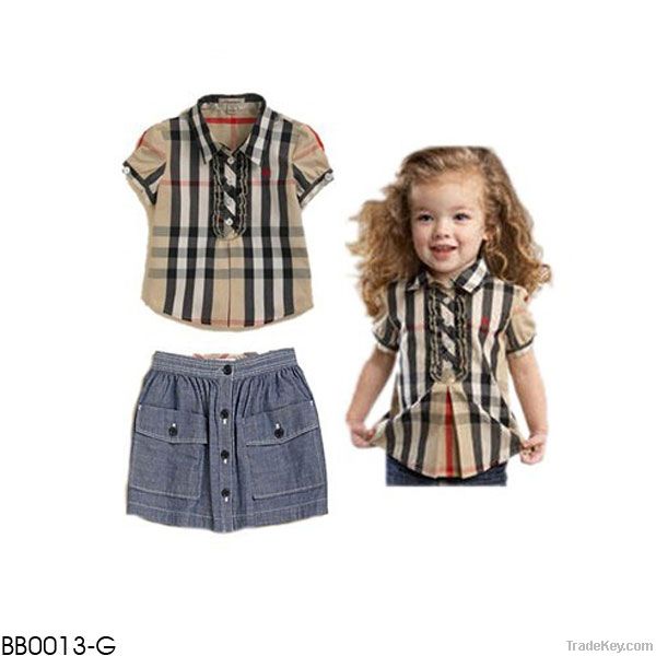 BB0013 Burber girl's 2pcs clothing set