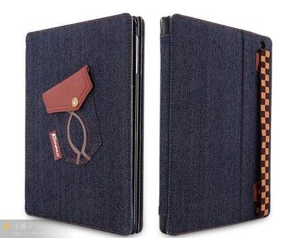 2013 fashion case for ipad 2/3/4 with fine jeans and Genius leather