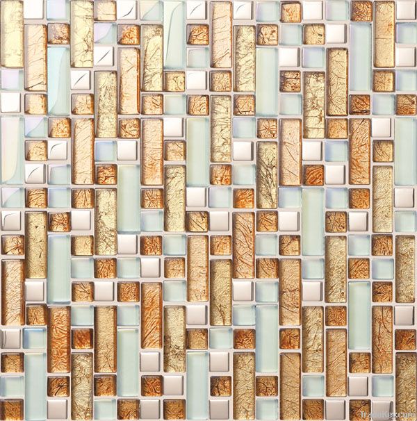 Brown glass mosaic wall tiles backsplash