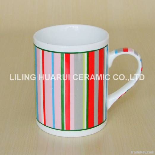 2012new product!10oz fine bone china ceramic mug with candy strip