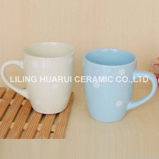 Dot hand-printed coloured glazed ceramic mug