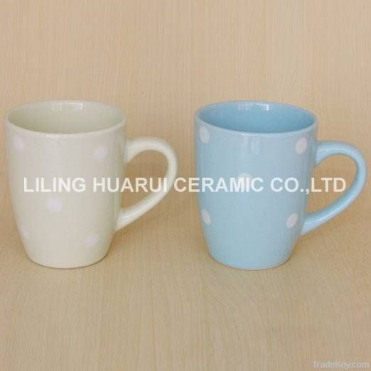 Dot hand-printed coloured glazed ceramic mug