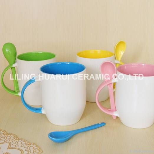 Ceramic mug with spoon made from new bone china