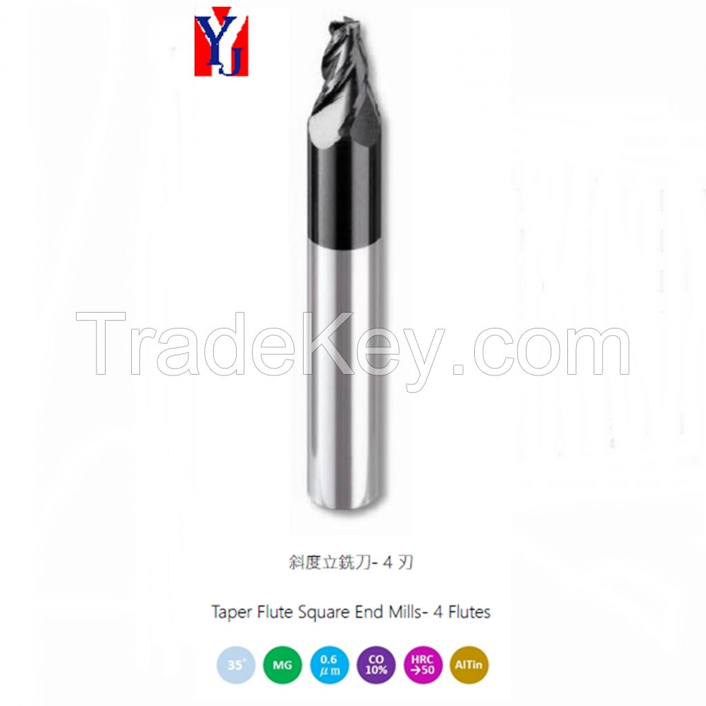 Solid Carbide Taper Flute Square Endmill