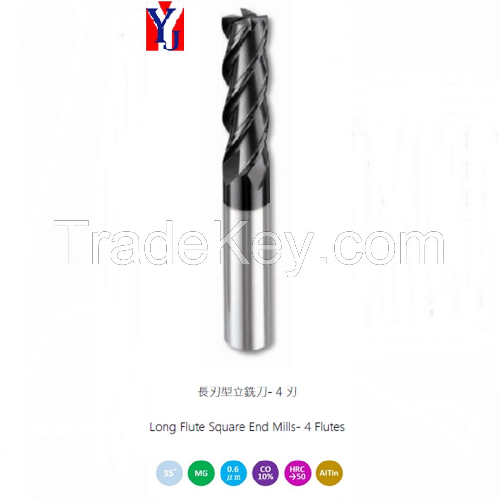 Solid Carbide Long Flute Square Endmill