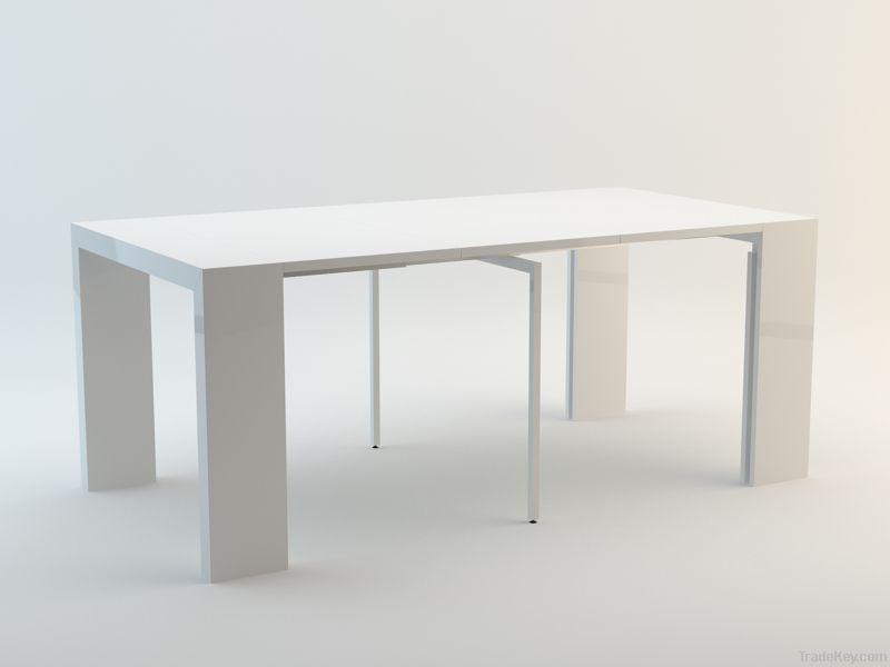 AY-6004Tmodern extensible wooden high gloss dining table