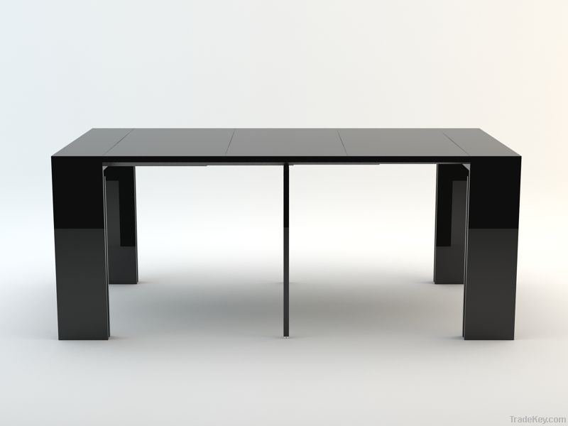 AY-6004Tmodern extensible wooden high gloss dining table