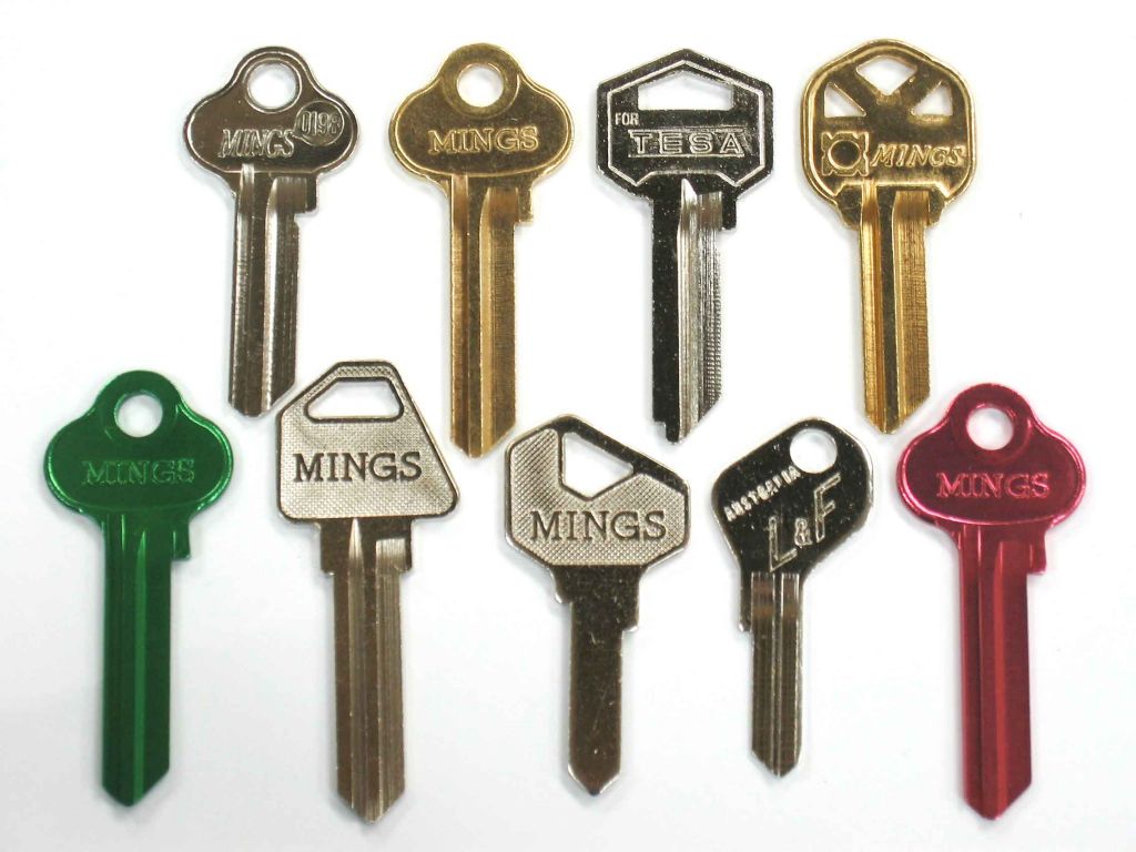 Brass key blank and colors key blank