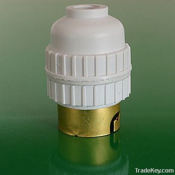 B22 200 White Lamp Holder with Aluminium Ring