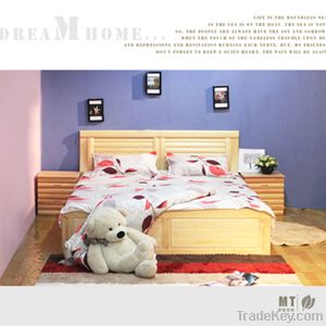 wholesale solid bed    1.8meters solid bed   pinewood furniture