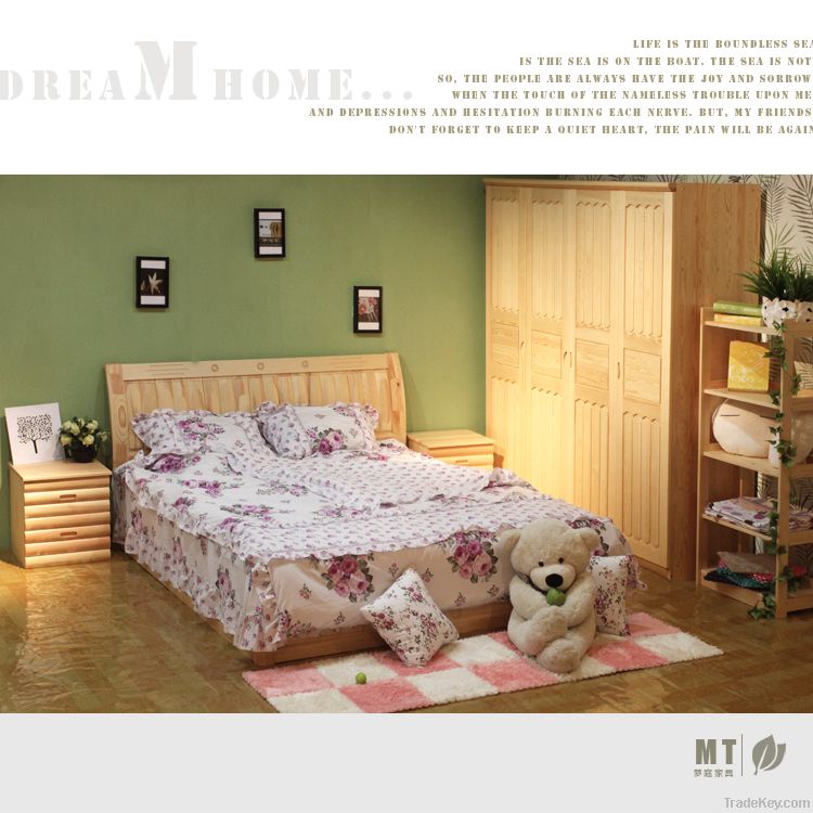 supply pine bed   pine double bed  china pine wood furniture