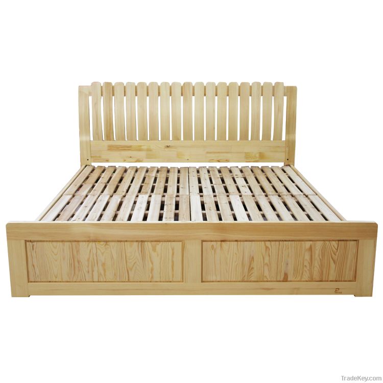 Supply pine bed   pine furinture solid bed   high box bed