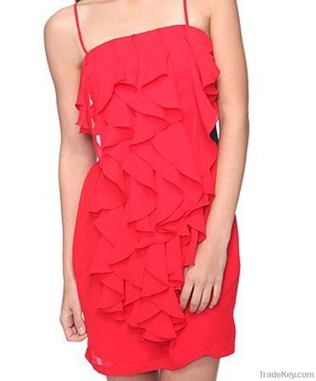 cascading ruffle dress