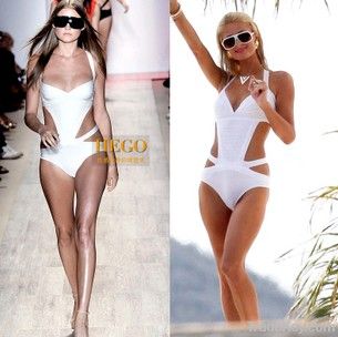 popular strips white one piece swimwear bikini Swimwear