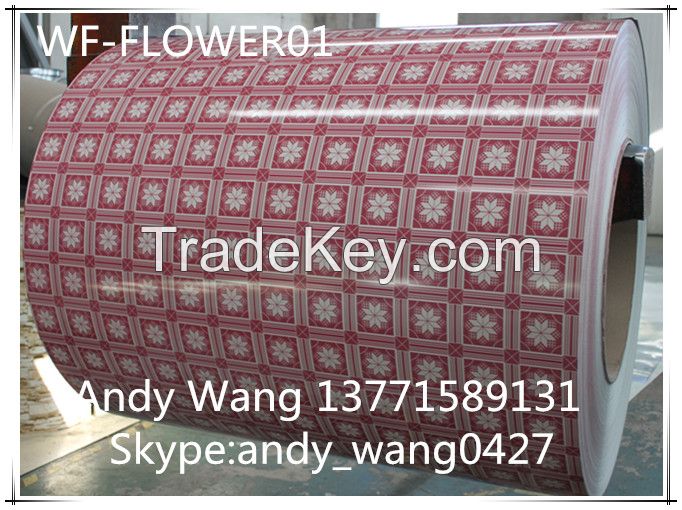 flower wood finish color coated steel ppgi printech camouflag grain ppgi /ppgl