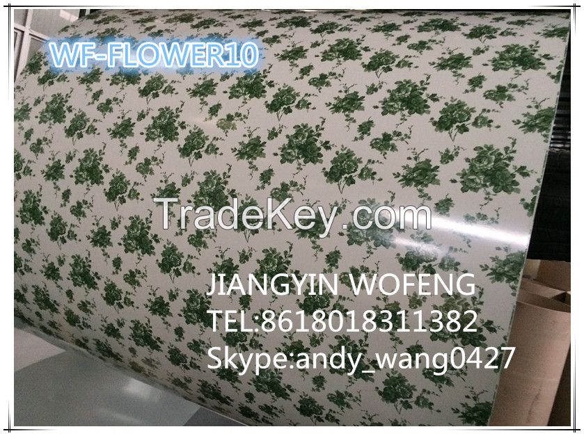 flower wood finish color coated steel ppgi printech camouflag grain ppgi /ppgl