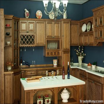 Maple solid wood coffee glazing kitchen cabinet