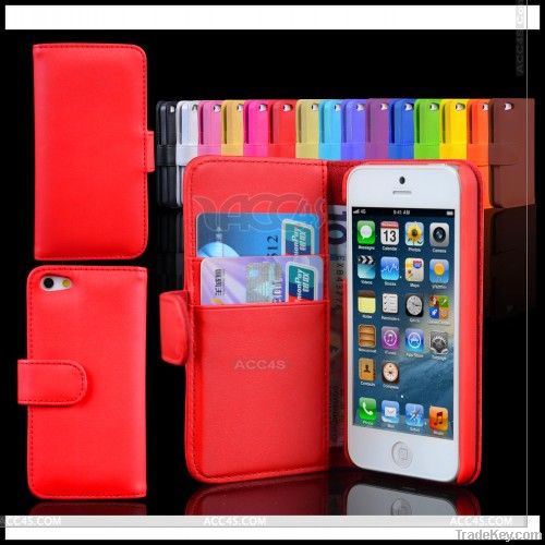 Left and Right Suport Leather Case with Card slot for iPhone 5