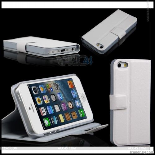 Left and Right Suport Leather Case with Button clamp for the iPhone 5