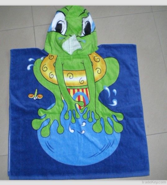 100%cotton reactive printing poncho for kids