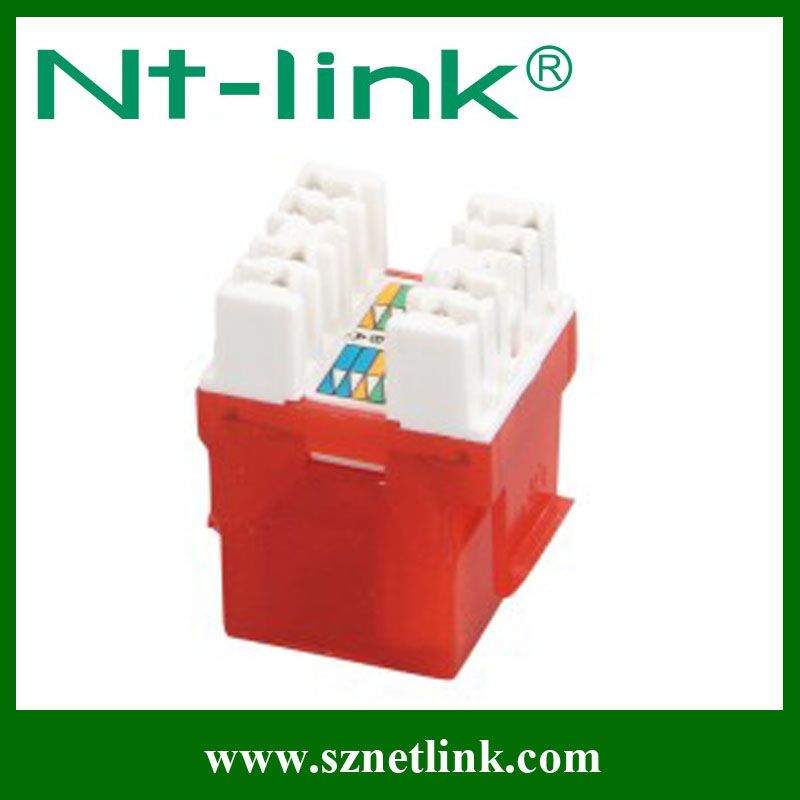 Red UTP RJ45 Cat6a Keystone Jack