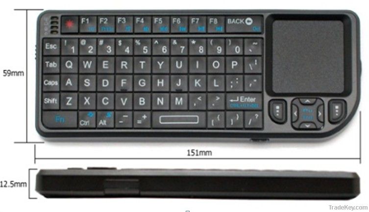 2.4G Ultra Mini Backlit Wireless Keyboard with Touchpad & Laser Pointe