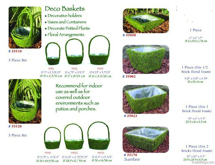 Garden moss basket and moss hanging basket, moss planter, woven basket