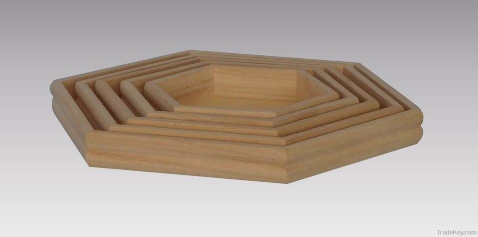 wood tray sets S/5