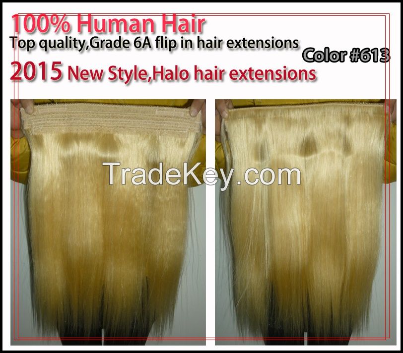 grade 7A braizlian remy hair halo hair extensions flip in hair extensions