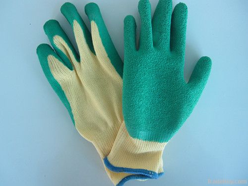 nylon shell crinkle finish green latex coating glove
