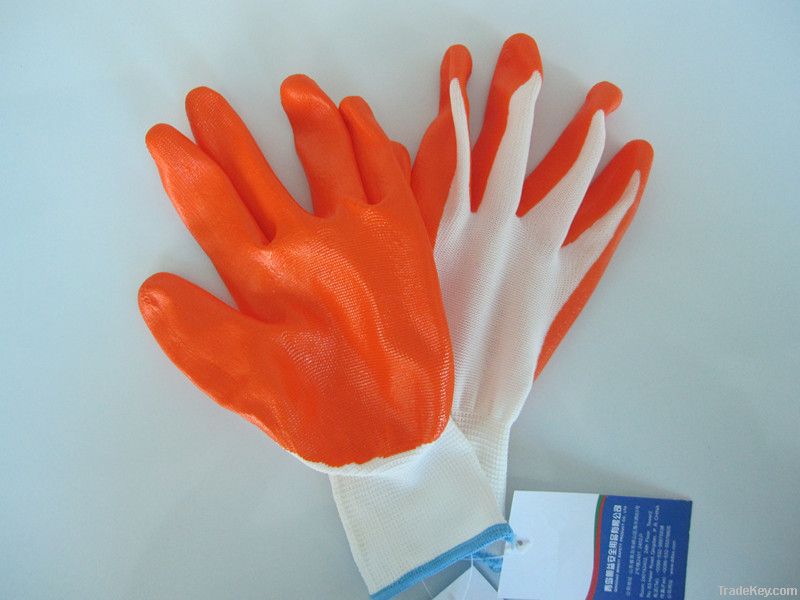 nylon with nitrile coated safety glove